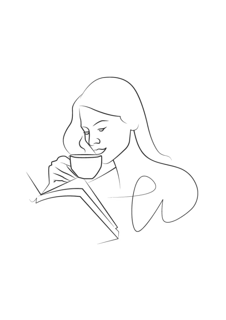 Minimalistická Ilustrace Žena s Kávou